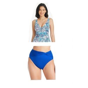 Bleu Rod Beattie Blue and White Bikini Set Top Size 6 Bottom Size 8